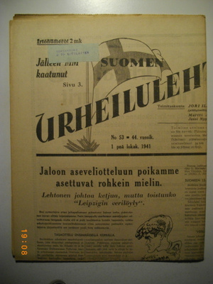 Suomen Urheilulehti Nro 53/1941 (15.3)