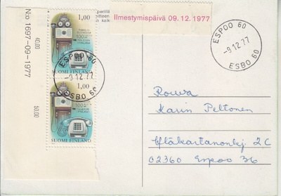 FDC 1977 puhelin kortilla.