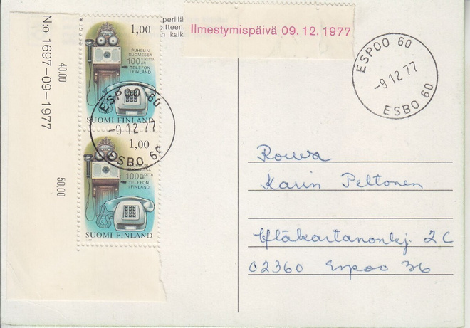 FDC 1977 puhelin kortilla.
