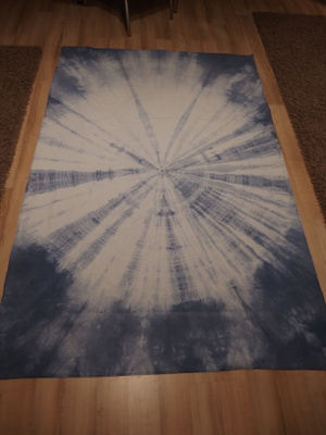 Vintage batik värjätty pöytäliina , puuvillaa