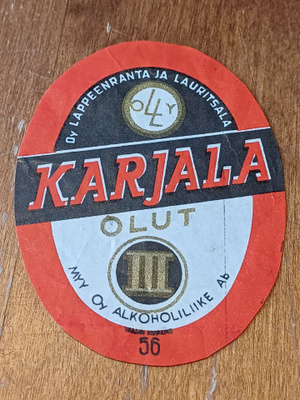 Karjala Olut Lappeenranta ja Lauritsala etiketti.