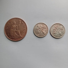 Englanti / Britannia kolikko, one penny, six 6 pence 2kpl. - pikkukuva 2