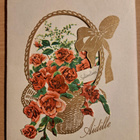 Kukkakori äidille, aukollinen taittokortti,  kulkenut 1957 - pikkukuva 1