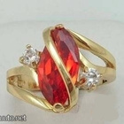 42 .. 10kt Kulta Ruby & Swarovski Crystal .. Sormus - pikkukuva 5