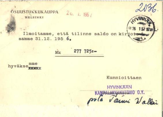 FIRMAKORTTI KAMPALANKAKUTOMO HYVINKÄÄ