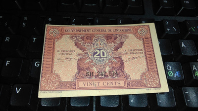 Indochine Indokiina 20 Cents 1942 P90 UNC