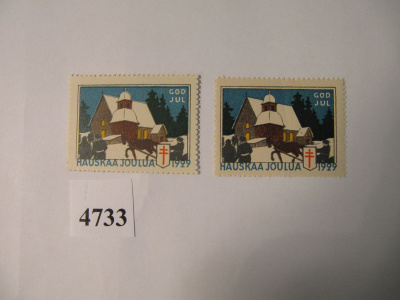 Joulu postimerkkejä 2 kpl Joulukirkko 1929.