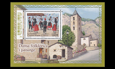 Andorra Fr 806BL13 ** Kansantanssit ja maisemat (2016)
