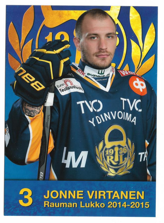 2014-15 Rauman Lukko Postikortti Jonne Virtanen