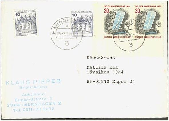 Berlin Mi 439 ym  postikortti Suomeen