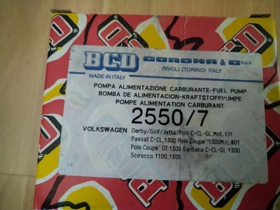 VW Golf Jetta Passat Polo Polttoainepumppu BCD 509-2550