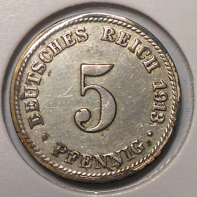 Saksa. 5 pfennig 1913D.