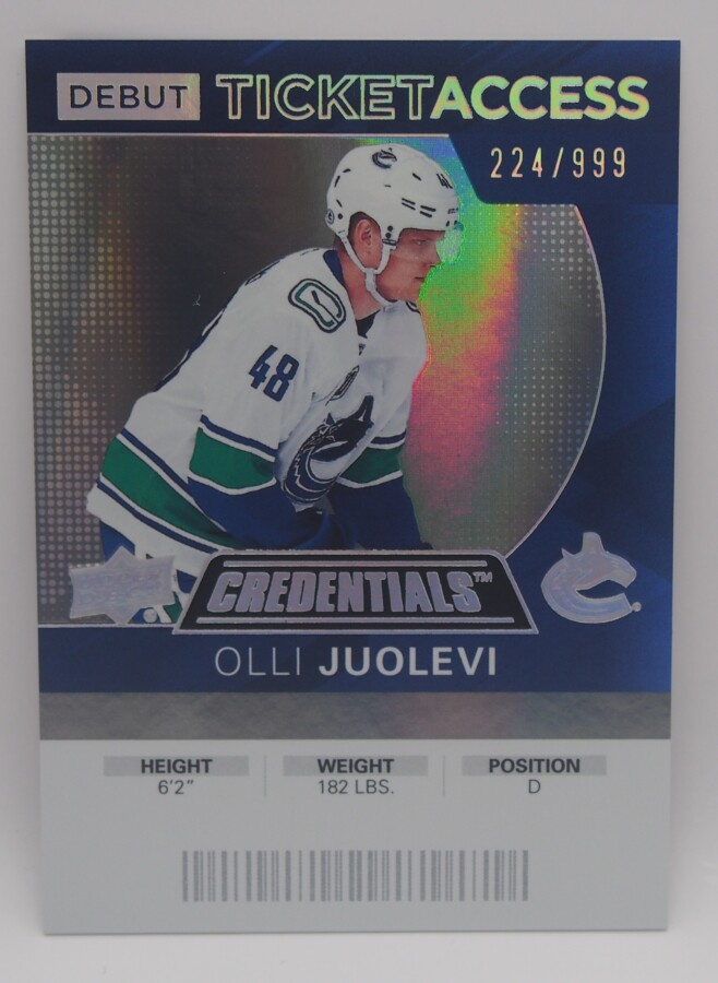 2021-22 Credentials debut ticket access Olli Juolevi /999