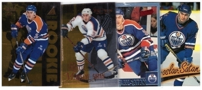 4 x MIROSLAV SATAN Edmonton Oilers sis. 3 kpl RC korttia