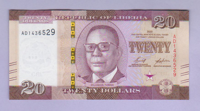 Liberia 20 Dollars v.2022 UNC P-New