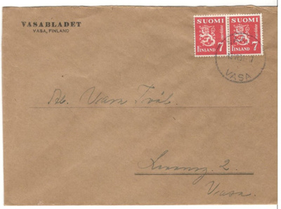 Vaasa,  v. 1951  firmakuori kotiseutukeräilijälle