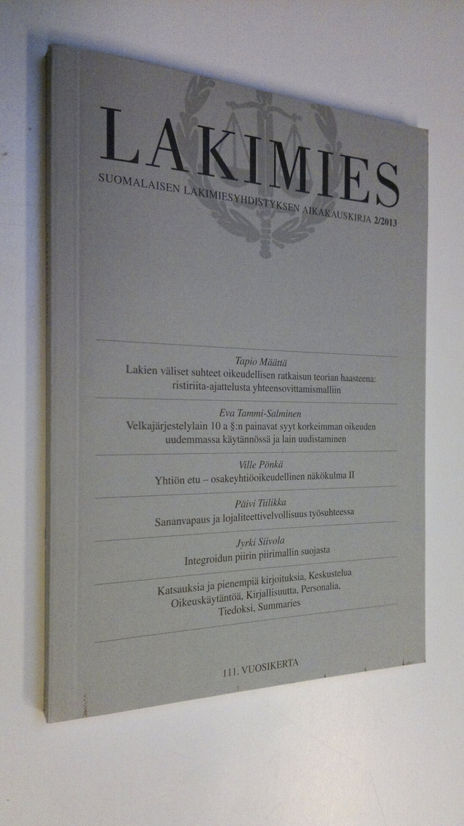 Lakimies 2/2013 : Suomalaisen lakimiesyhdistyksen aikakau...