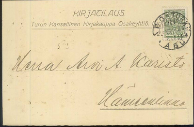 Firmakuori Turun Kansallinen Kirjakauppa kirjatilaus