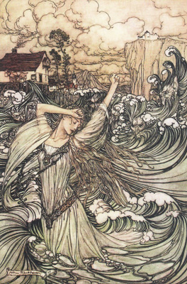 Arthur Rackham: Vedenhaltija Tonava-joessa