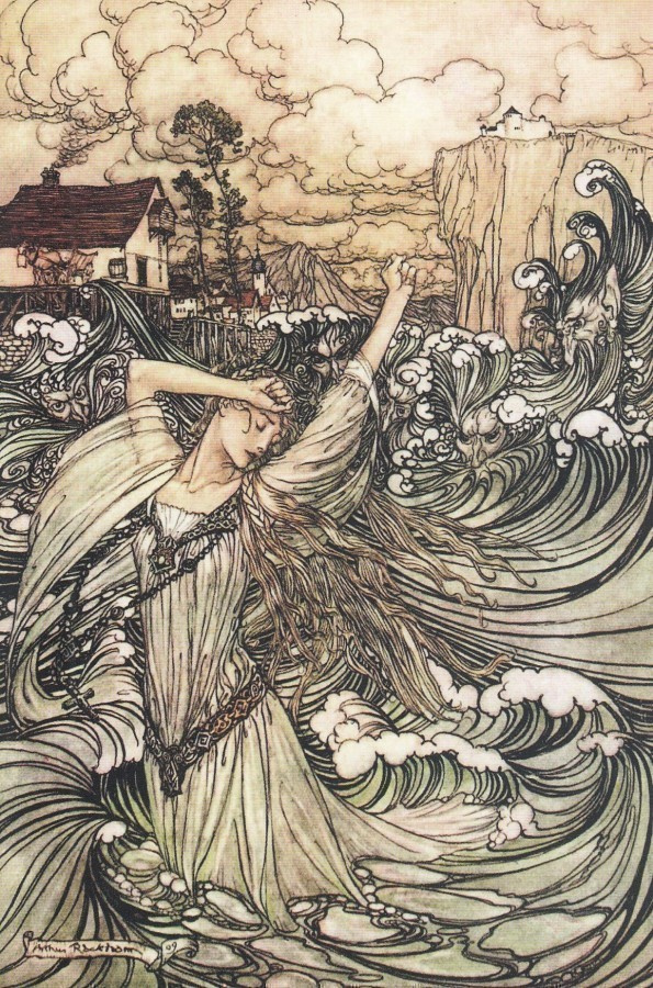 Arthur Rackham: Vedenhaltija Tonava-joessa