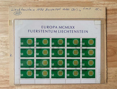 Postimerkkiarkki Liechtenstein Europa Cept 1970