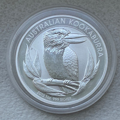 Hopearaha 1 oz Australia Kookaburra 2012, hopea