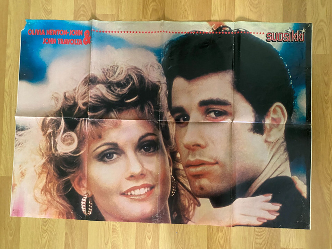 Olivia Newton-John John Travolta juliste + tarra