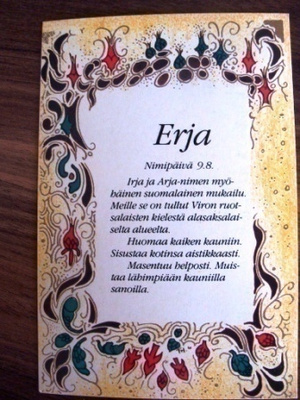 NO 1 - ERJA   NIMIPÄIVÄKORTTI