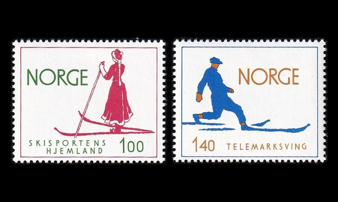 Norja 695-6 ** Hiihtourheilun kotimaa (1975)