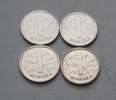 1 markka v. -90-93, 4 kol. unc