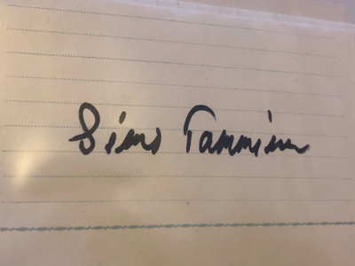 Simo Tamminen nimikirjoitus paperilla
