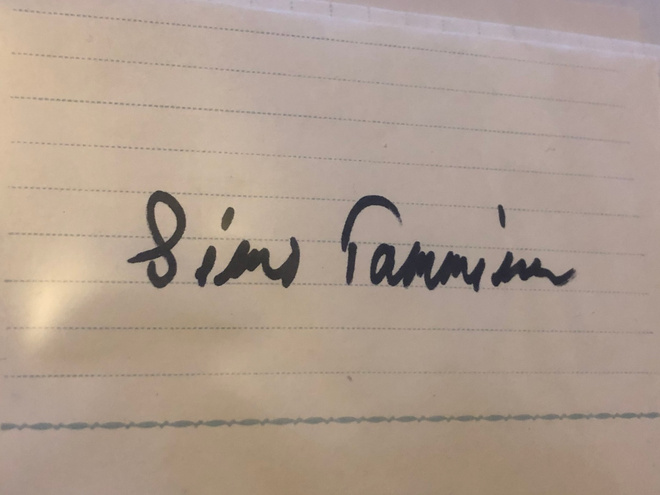 Simo Tamminen nimikirjoitus paperilla