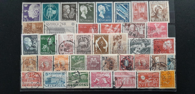 RUOTSI VANHEMPAA LEIMATTUJA postimerkkejä 39 kpl