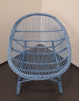 Kevyt siro rottinkituoli vaaleansininen vintage dusty blue