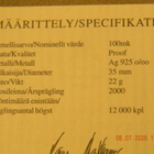 SUOMI Aleksis Kivi 2000 hopearaha 100 mk - pikkukuva 4