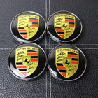 Porsche vannekeskiöt – Vakiologo, Kulta-Musta – 60mm (4kpl - pikkukuva 1