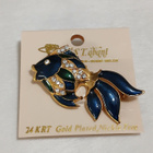 Vintage kala free Nick gold plated rintaneula – emaloitu - pikkukuva 3