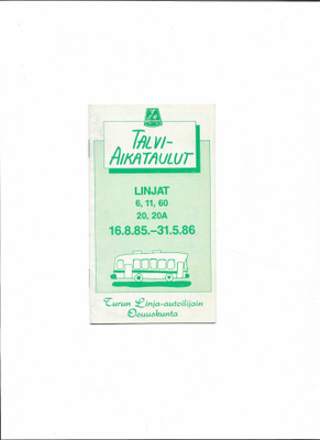 Talvi-aikataulut, TLO, 1985-86