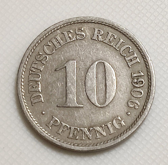 Saksa 10 Pfennig 1906F