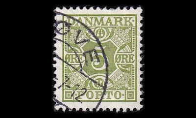 Tanska PORTO_27 o 5 öre vihreä ruututausta (1934)