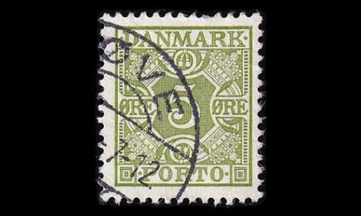 Tanska PORTO_27 o 5 öre vihreä ruututausta (1934)