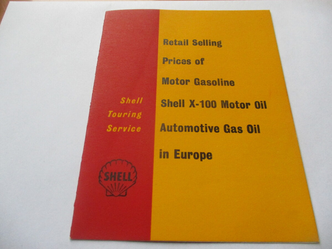 Shell Euroopan vähittäismyyntihinnasto 1957
