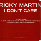 Ricky Martin • I Don't Care PROMO CD-Single - pikkukuva 2