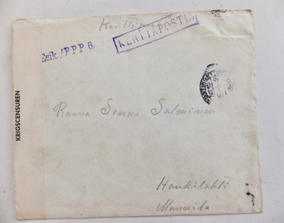 VANHA Kuori Kenttäposti Esik./PPP 6. Leima 25.II.1940