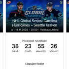 3kpl lippuja NHL Global Series otteluun - pikkukuva 1