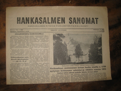Sanomalehti  Hankasalmen Sanomat 4.1.1964