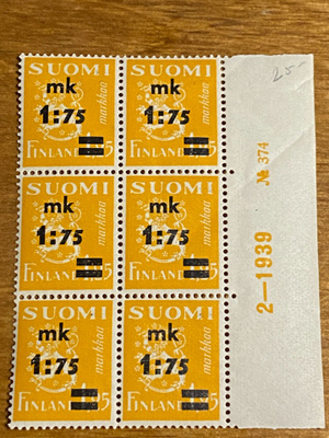 LEIJONA MALLI 1930 LISÄPAINAMA 1,75MK/1,25MK NUMEROKUUSILO**