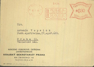 Saksa Böömi-Määri 1943 painotuote frankkeerausleimalla