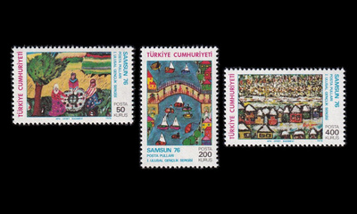 Turkki 2388-90 ** Postimerkkinäyttely SAMSUN 76 (1976)