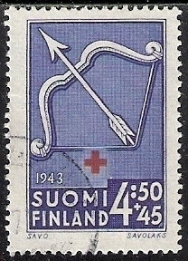 1943 Punainen Risti  Savo  4:50 mk + 45 p leimattu LaPe 274